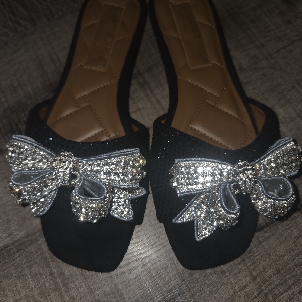 Kurt Geiger Black Sandals with Silver Embellishments